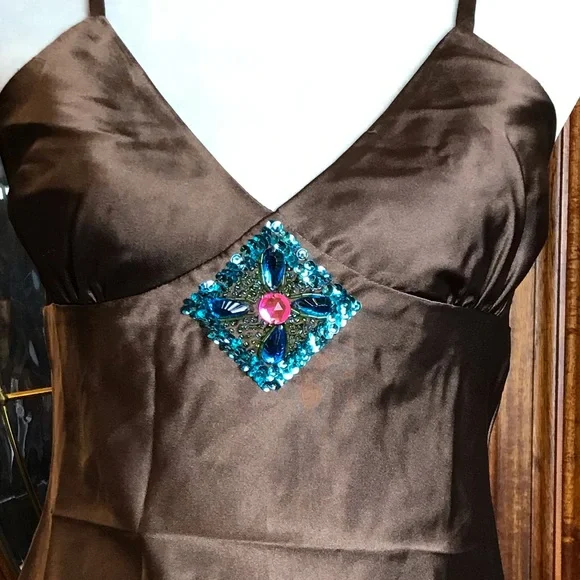 YOU GET BOTH - New NWT Jewel Tone Sequin Silky Cami Tank - Y2K 90s 2000s Retro - Picture 4 of 13